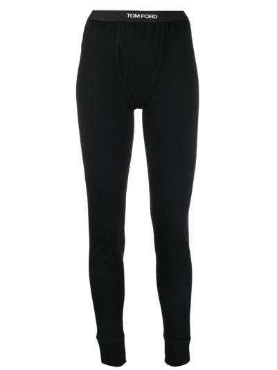 Shop Tom Ford Logo-waistband Leggings In Black