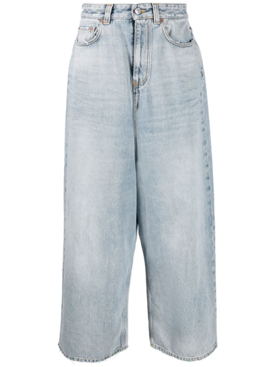 Shop Balenciaga Drop-crotch Wide-leg Jeans In Blue