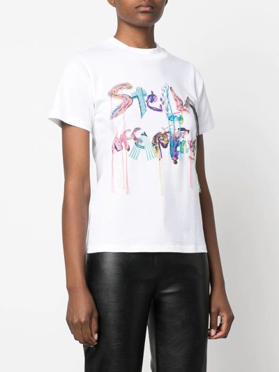 Shop Stella Mccartney Collage-logo Organic-cotton T-shirt In White