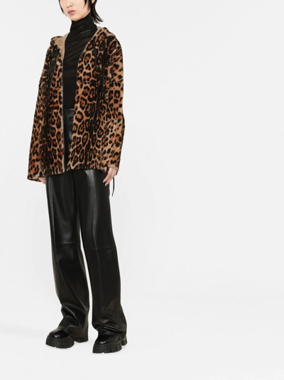 Yves Salomon Hooded Leopard-print Shearling Jacket In Neutrals