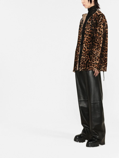 Yves Salomon Hooded Leopard-print Shearling Jacket In Neutrals
