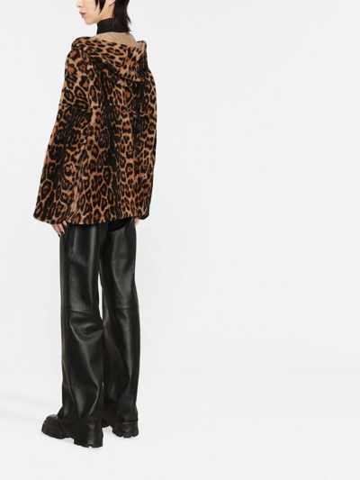 Yves Salomon Hooded Leopard-print Shearling Jacket In Neutrals