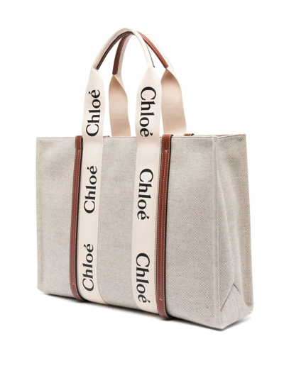 Shop Chloé Large Woody Tote Bag In Neutrals