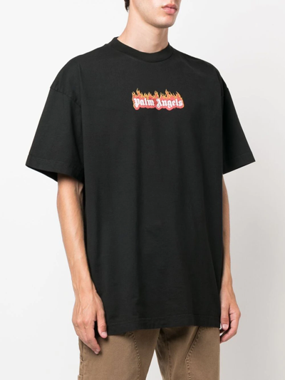 Shop Palm Angels Logo-print T-shirt In Black