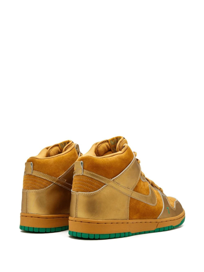 Shop Nike Dunk High Pro Sb "lucky 7s" Sneakers In Gold