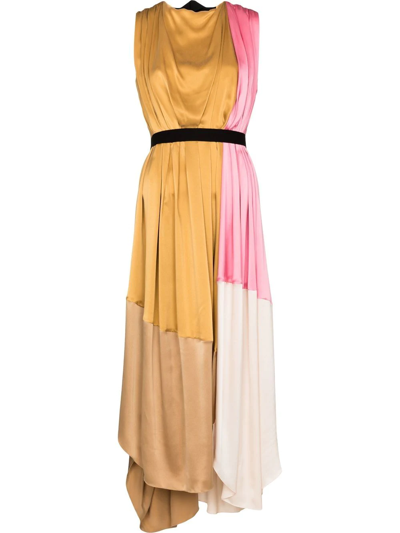 Shop Roksanda Aldona Colour-block Midi Dress In Brown