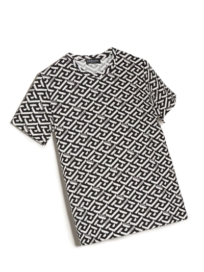 Shop Versace La Greca Print T-shirt In Black