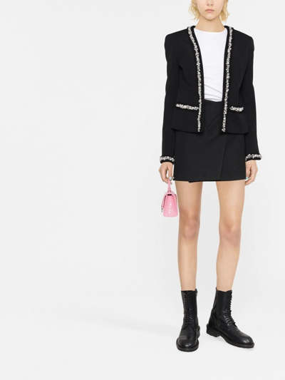 Balmain Embellished Tulle-trimmed Wool And Cotton Blazer In Efx - Noirblanc Cassé