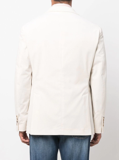 Shop Brunello Cucinelli Woven Single-breasted Wool Blazer In White