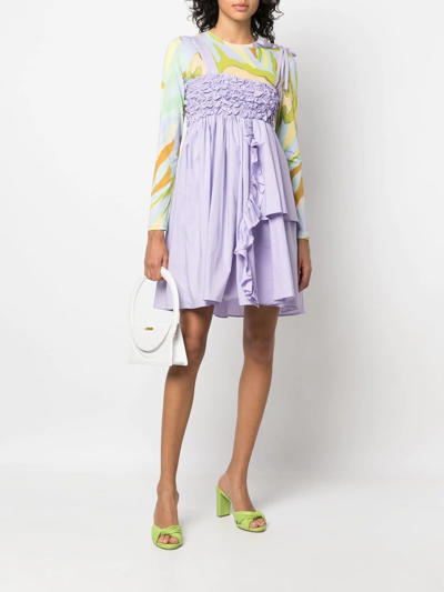 Shop Vivetta Ruffled Sleeveless A-line Dress In Purple