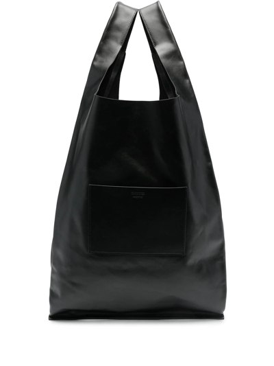 Shop Jil Sander Market Leather Tote Bag In Black
