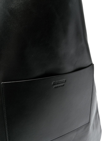 Shop Jil Sander Market Leather Tote Bag In Black