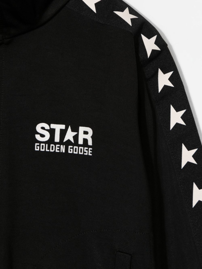 Shop Golden Goose Star-trim Zipped Track Top In Black