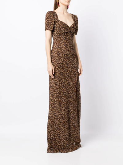 Shop Staud Leopard-print Maxi Dress In Brown