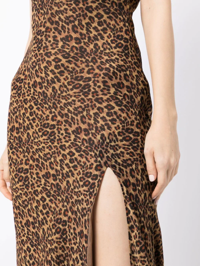 Shop Staud Leopard-print Maxi Dress In Brown