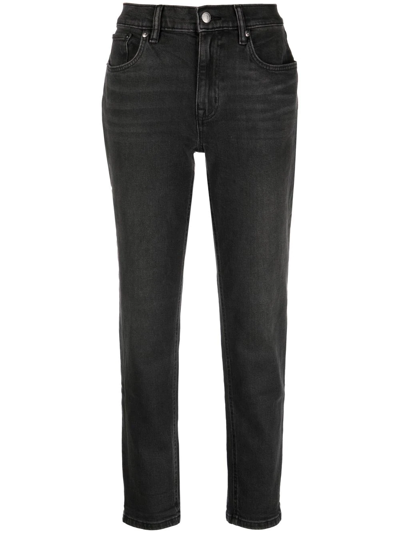 Shop Lauren Ralph Lauren Cropped Tapered-leg Jeans In Black