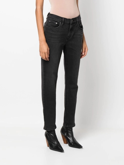 Shop Lauren Ralph Lauren Cropped Tapered-leg Jeans In Black