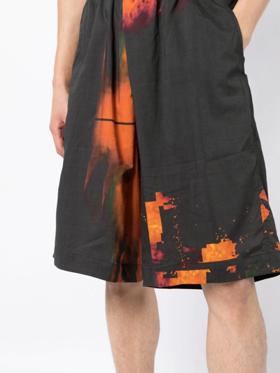 Julius Tie-dye Bermuda Shorts In Black
