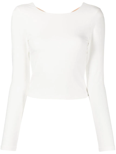 Shop The Upside Racquet Tahnee Long-sleeve Crop Top In White