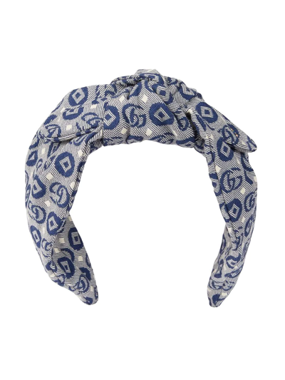 Shop Gucci Double-g Cotton Headband In Blue