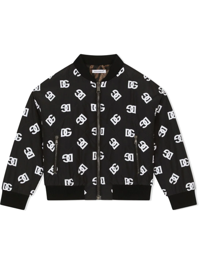 Shop Dolce & Gabbana Dg-logo Quilted Bomber Jacket In Black
