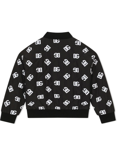 Shop Dolce & Gabbana Dg-logo Quilted Bomber Jacket In Black