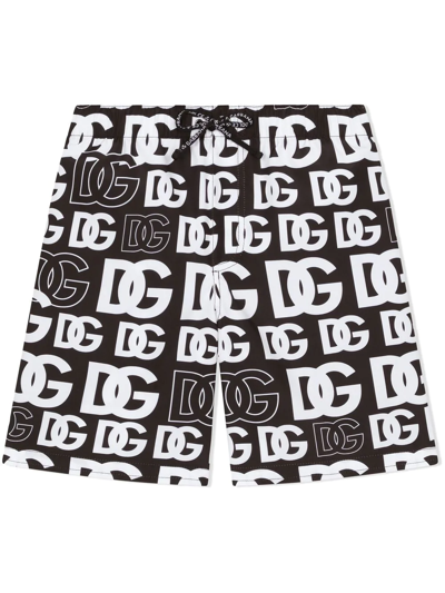 Shop Dolce & Gabbana Dg-logo Swim Shorts In Black