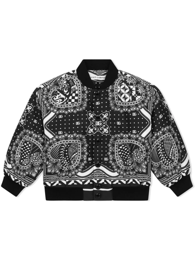 Shop Dolce & Gabbana Bandana-print Bomber Jacket In Black