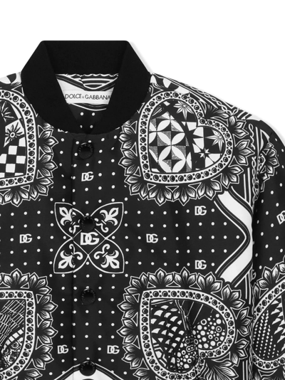 Shop Dolce & Gabbana Bandana-print Bomber Jacket In Black