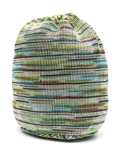 Shop Missoni Knitted Drawstring Bucket Bag In Green