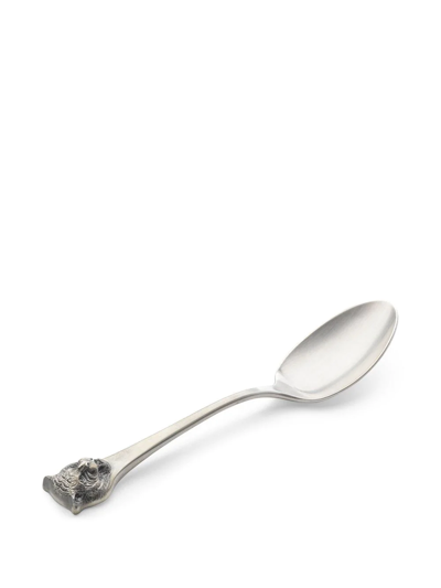 Shop Gucci Tiger Head Engraved Set Of Two Dessert Spoons In White