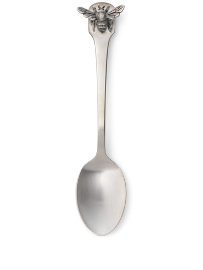 Shop Gucci Bee-engraved Set Of Two Coffee Spoons In Silver