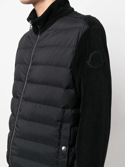 Shop Moncler Padded-panel Zipped-up Jacket In Black