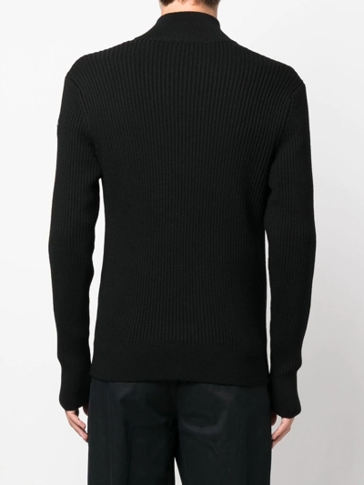 Shop Moncler Zipped-up Knit Cardigan In Black