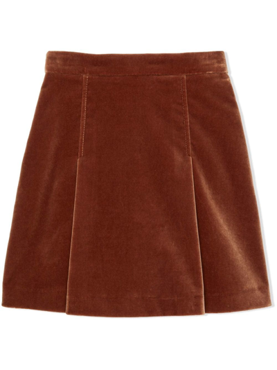 Shop Gucci Velvet-effect Logo Skirt In Brown
