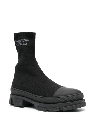 Shop Philosophy Di Lorenzo Serafini Logo-knit Sock Boots In Black