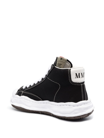Shop Miharayasuhiro Embroidered-logo Lace-up Sneakers In Black