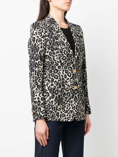 Shop Tagliatore Leopard-print Single-breasted Jacket In Black