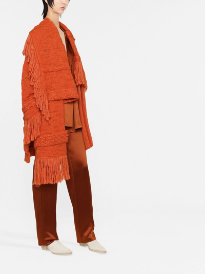 Stella Mccartney Textured Knit Jacket With Single Hook Closure In Orange