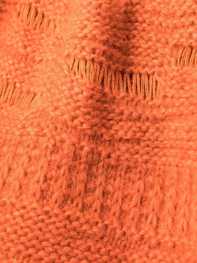 Stella Mccartney Textured Knit Jacket With Single Hook Closure In Orange