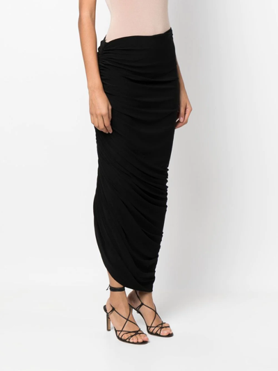 Shop Norma Kamali Diana Ruched Maxi Skirt In Black