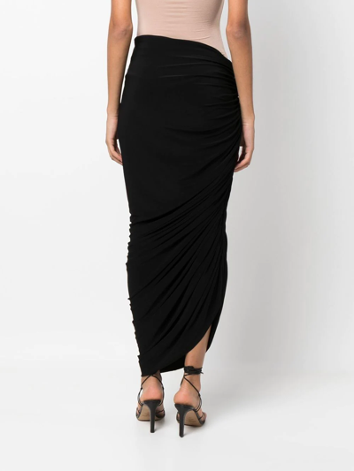 Shop Norma Kamali Diana Ruched Maxi Skirt In Black