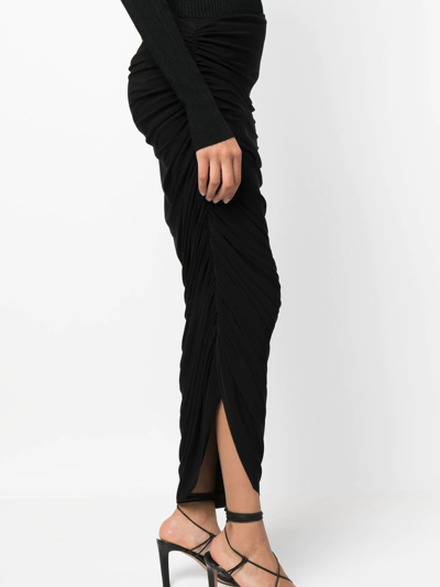 Shop Norma Kamali Diana Ruched Maxi Skirt In Black