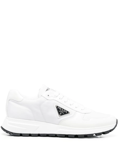 Prada White Nylon And Leather Prax 2.0 Sneakers In White
