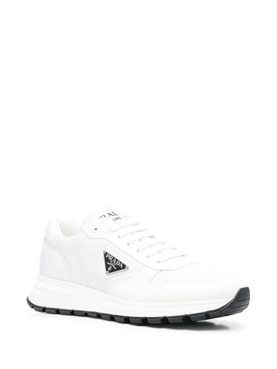 Prada White Nylon And Leather Prax 2.0 Sneakers In White