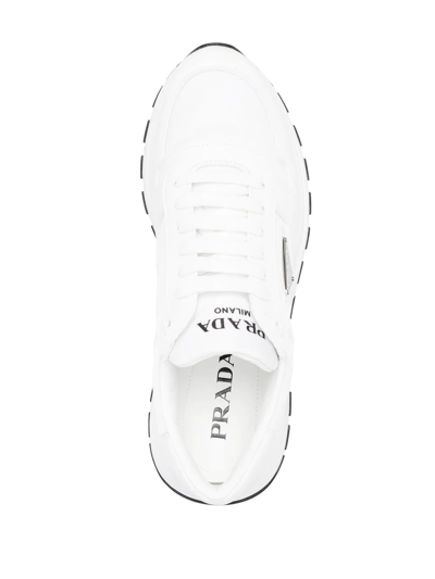 Prada White Nylon And Leather Prax 2.0 Sneakers In White
