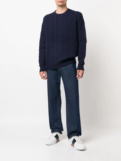 Shop Polo Ralph Lauren Cable-knit Long-sleeve Jumper In Blue