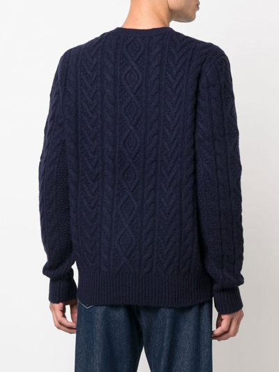 Shop Polo Ralph Lauren Cable-knit Long-sleeve Jumper In Blue