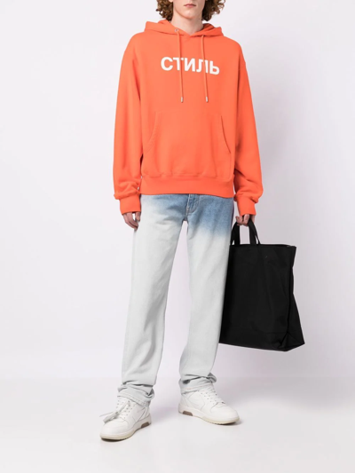 Shop Heron Preston Logo-print Hoodie In Orange