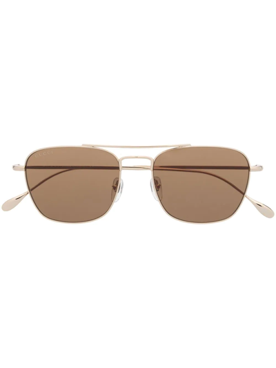 Shop Gucci Square Pilot-frame Sunglasses In Gold